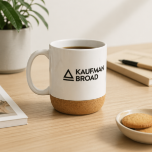 Mug avec socle en liège – blanc